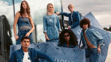 are denim dresses in fashion 2025 Fall 2025 Denim Trend: Elevated Everyday Style with Reformations  Serafina Denim Midi Dress  FAB FIVE LIFESTYLE